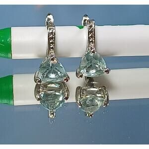 Light Blue Crystal Earrings with Latch Back Closure Sparkle Beautiful Party Fun